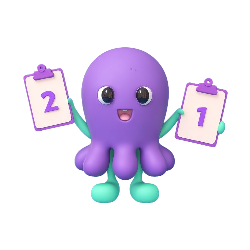 ClipSlots mascot — a purple octopus holding numbered clipboards